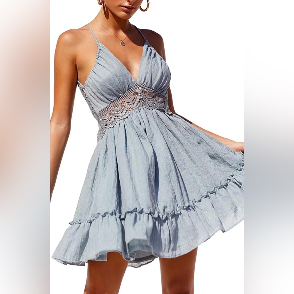 Dusty blue mini dress